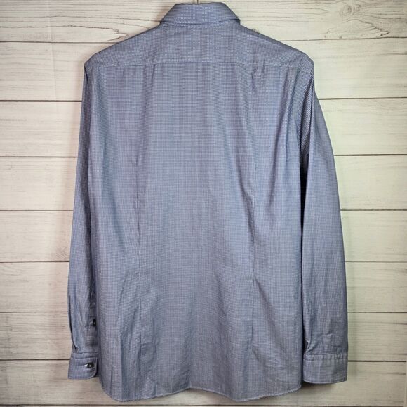 Boss Hugo Boss Geometric Mens Shirt Sz L Grey Regular Fit Button-Up Long Sleeve - Picture 7 of 10